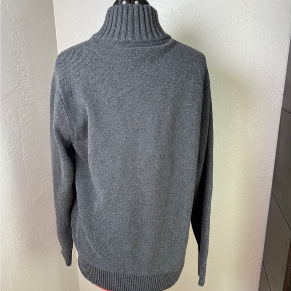 J.Crew Gray 1/2 Zip Mock Ribbed Neck 100% Cotton Sweater XL - Picture 5 of 7